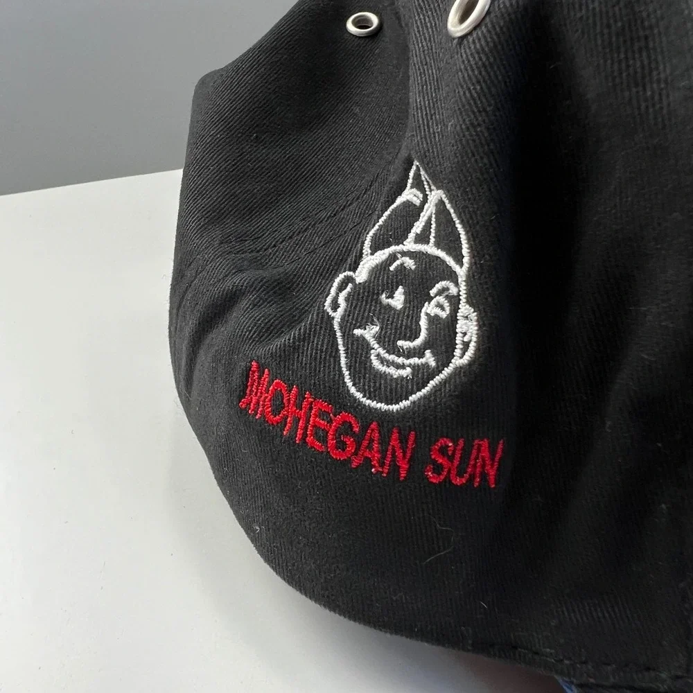 Johnny Rockets Mohegan Sun Falcon Headwear Black Embroidered Strapback Hat Cap